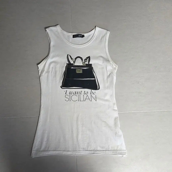 [BUNJANG] Dolce &amp; Gabbana I Want To Be Sicily Crew Neck Tank Top / 돌체앤가바나 아이원트 투비 시칠리아 크루넥  탱크탑 민소매