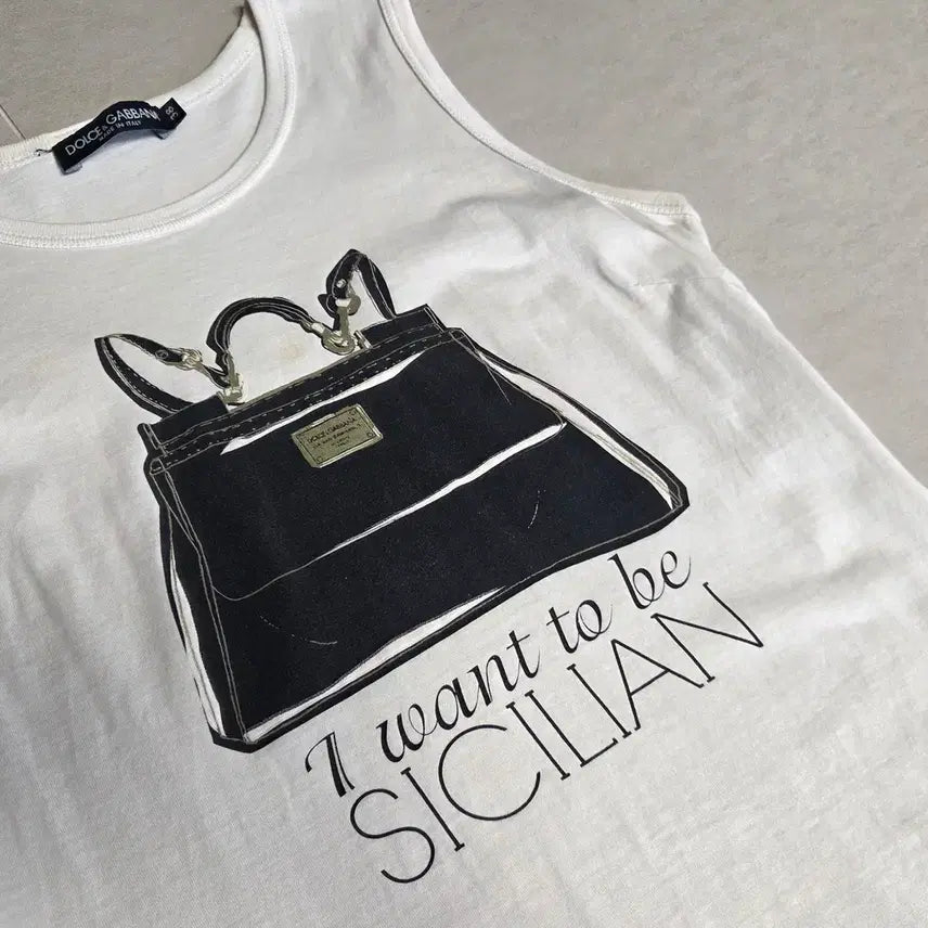 [BUNJANG] Dolce &amp; Gabbana I Want To Be Sicily Crew Neck Tank Top / 돌체앤가바나 아이원트 투비 시칠리아 크루넥  탱크탑 민소매
