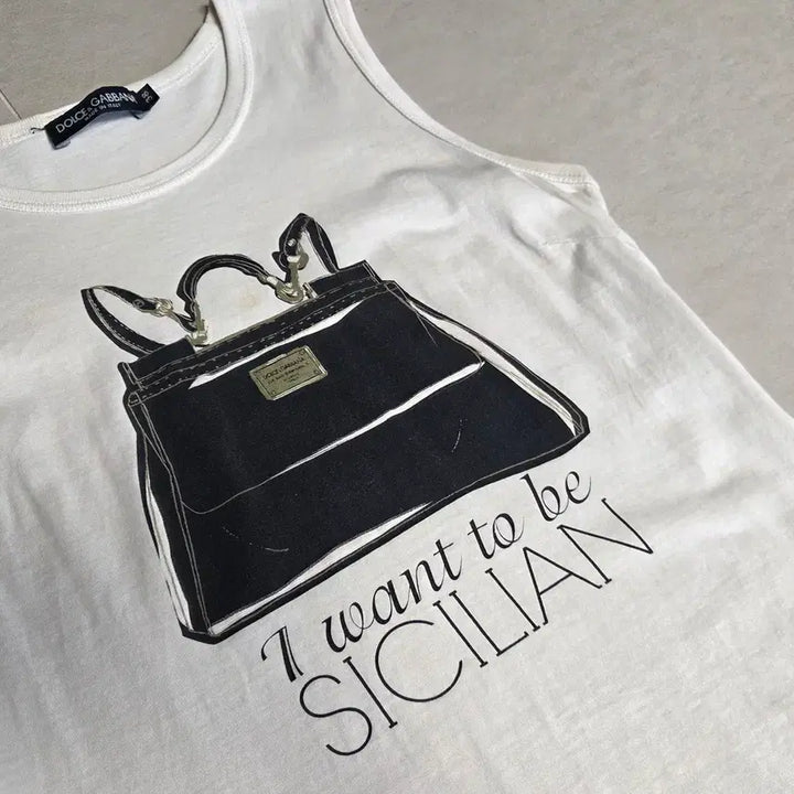 [BUNJANG] Dolce &amp; Gabbana I Want To Be Sicily Crew Neck Tank Top / 돌체앤가바나 아이원트 투비 시칠리아 크루넥  탱크탑 민소매