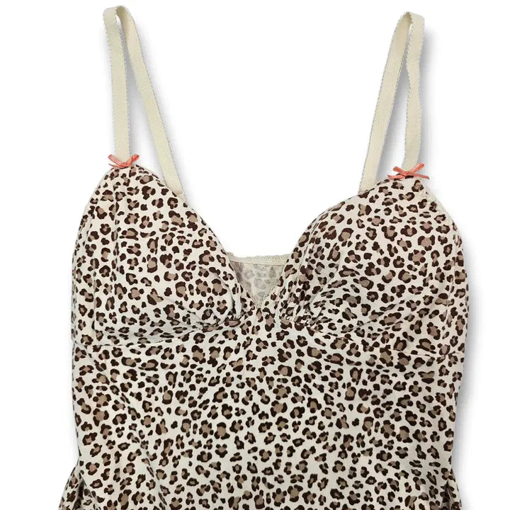 [BUNJANG] Vintage Leopard Print Ribbon Sleeveless Top / XS VTG 레오파드 리본 슬리브리스