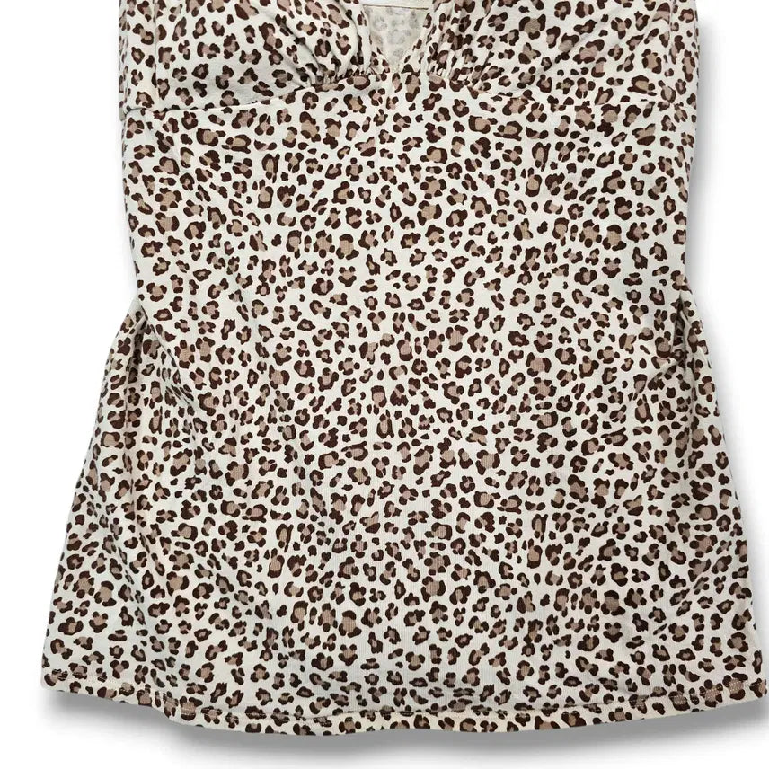 [BUNJANG] Vintage Leopard Print Ribbon Sleeveless Top / XS VTG 레오파드 리본 슬리브리스