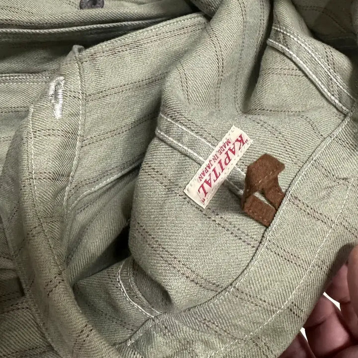 [BUNJANG] Capital Green Gibson Stripe Linen Cotton Blend Overshirt / 캐피탈 그린 깁슨 스트라이프 리넨 코튼 블렌드 오버셔츠