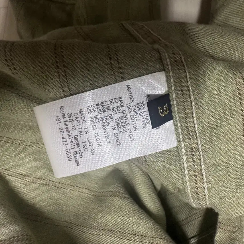 [BUNJANG] Capital Green Gibson Stripe Linen Cotton Blend Overshirt / 캐피탈 그린 깁슨 스트라이프 리넨 코튼 블렌드 오버셔츠