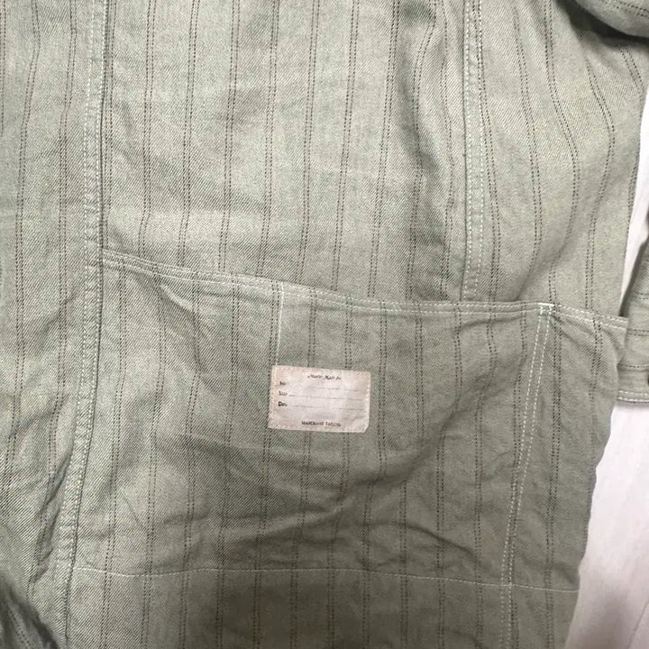 [BUNJANG] Capital Green Gibson Stripe Linen Cotton Blend Overshirt / 캐피탈 그린 깁슨 스트라이프 리넨 코튼 블렌드 오버셔츠