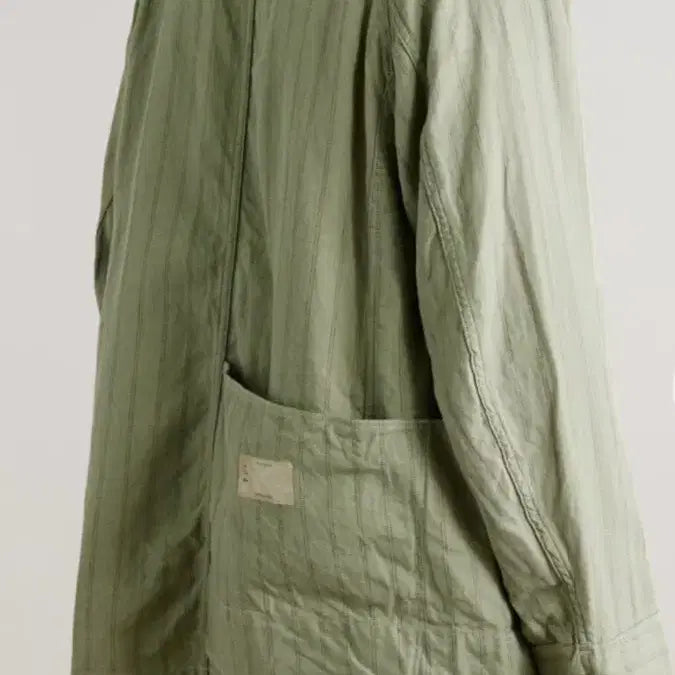 [BUNJANG] Capital Green Gibson Stripe Linen Cotton Blend Overshirt / 캐피탈 그린 깁슨 스트라이프 리넨 코튼 블렌드 오버셔츠