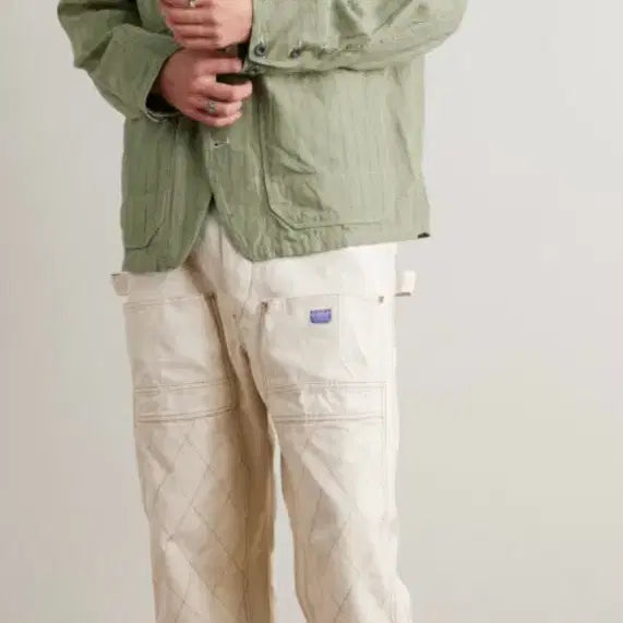 [BUNJANG] Capital Green Gibson Stripe Linen Cotton Blend Overshirt / 캐피탈 그린 깁슨 스트라이프 리넨 코튼 블렌드 오버셔츠