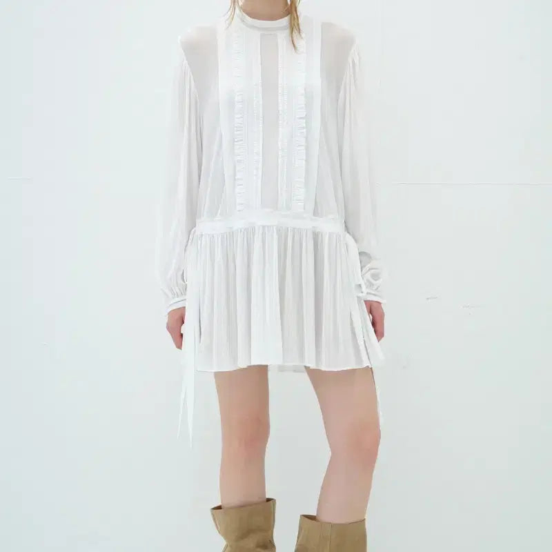 [BUNJANG] Overdue Flare Frill Lace Mini Dress - White / 오버듀플레어 FRILL LACE MINI DRESS_WHITE