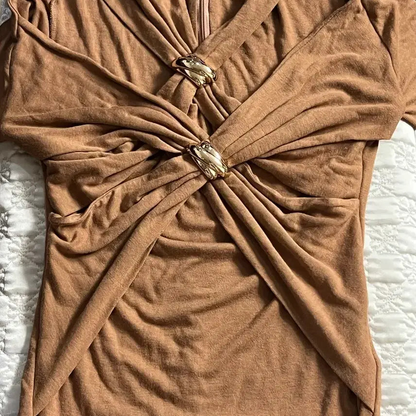 [BUNJANG] FEIW Fine Ring Jersey Top Camel Size 36 / 페이우 파인링 져지탑 36사이즈 카멜