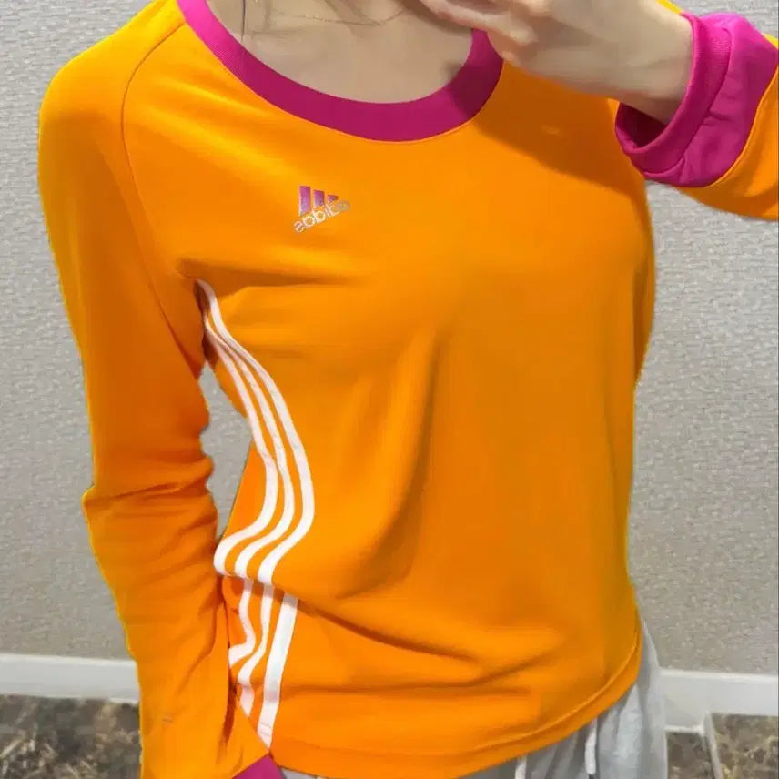 [BUNJANG] Adidas Yellow-Orange Long Sleeve T-shirt / [세탁완료] 아디다스 노랑-주황 긴팔티