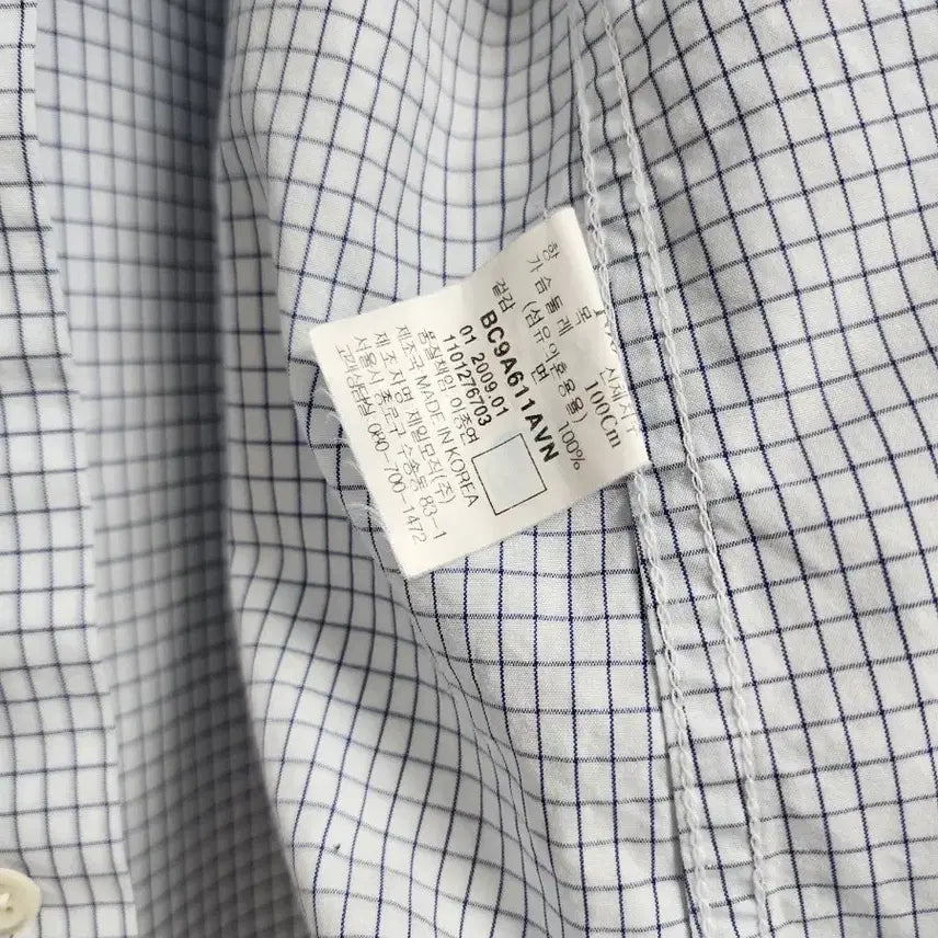 [SOLD OUT] 빈폴 체크 화이트셔츠 100