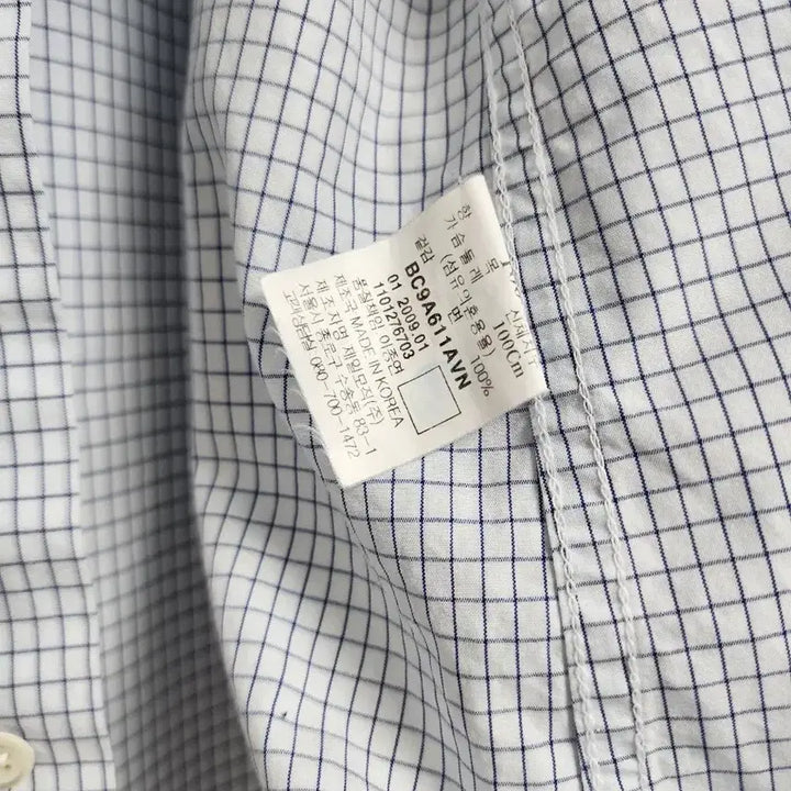 [SOLD OUT] 빈폴 체크 화이트셔츠 100