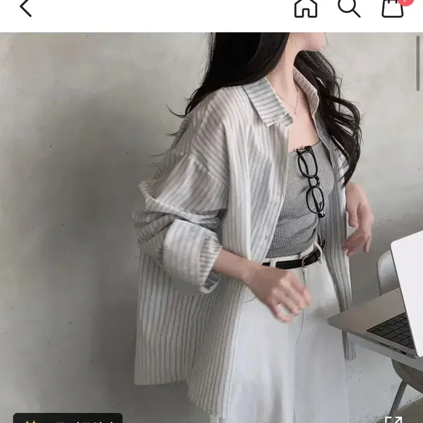 [BUNJANG] Stripe Loose Fit Shirt Blouse / 에이블리 스트라이프 루즈핏 셔츠 남방 블라우스 오버핏