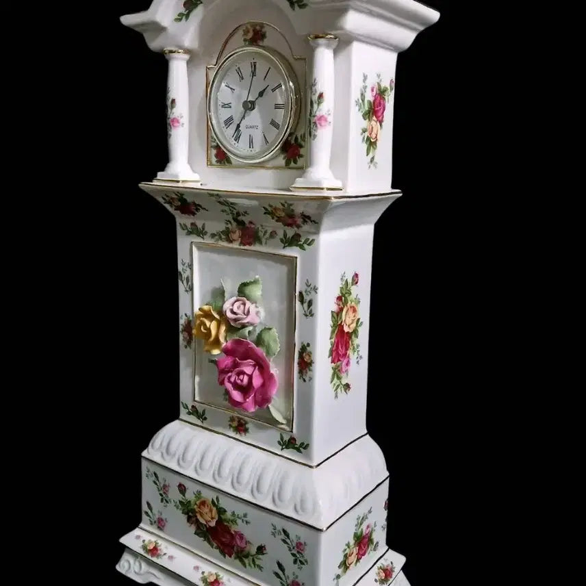 [BUNJANG] Royal Albert Old Country Roses Porcelain Clock / 로얄알버트 올드 컨츄리 로즈 도자기 시계