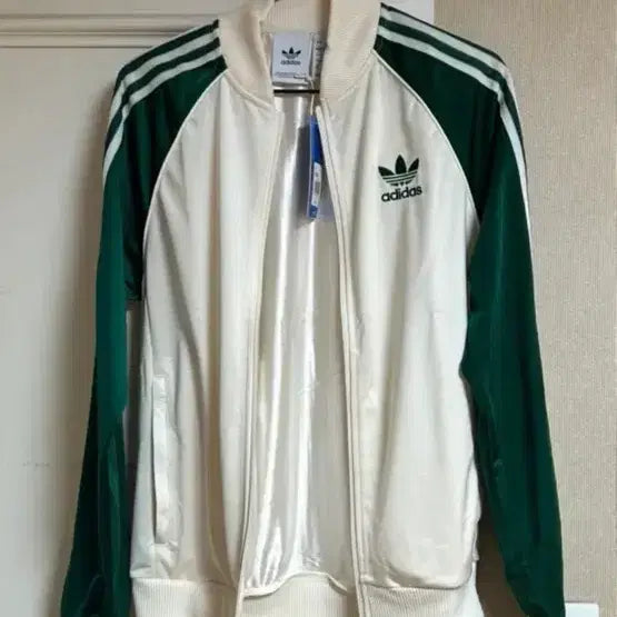 [BUNJANG] Adidas Track Jacket Full Zip Wonder White Green / 새상품) 아디다스 져지 집업 원더 화이트 그린