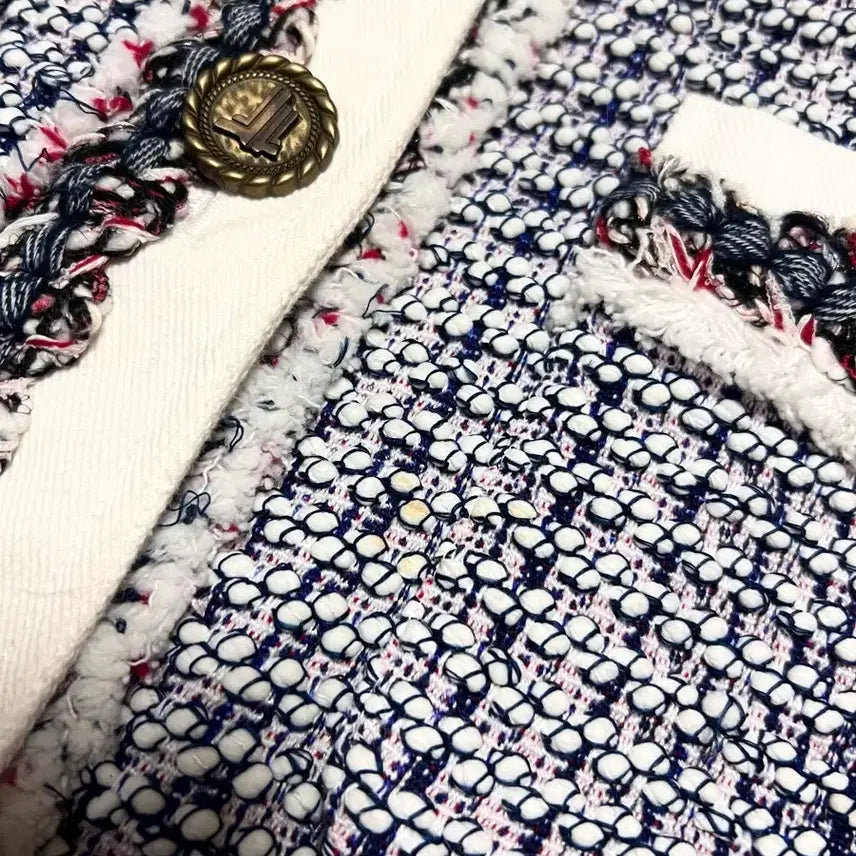 [BUNJANG] LANVIN Tweed Jacket Cardigan / 한섬 랑방컬렉션 LANVIN 135만 트위드 자켓 가디건노카라라운드넥퍼프