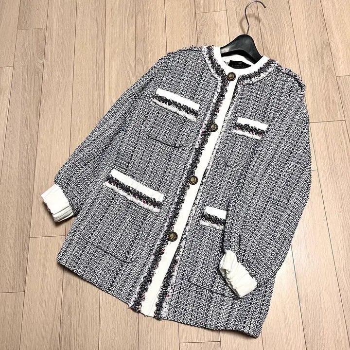 [BUNJANG] LANVIN Tweed Jacket Cardigan / 한섬 랑방컬렉션 LANVIN 135만 트위드 자켓 가디건노카라라운드넥퍼프