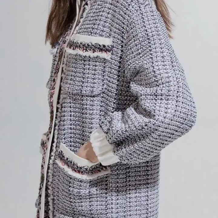 [BUNJANG] LANVIN Tweed Jacket Cardigan / 한섬 랑방컬렉션 LANVIN 135만 트위드 자켓 가디건노카라라운드넥퍼프
