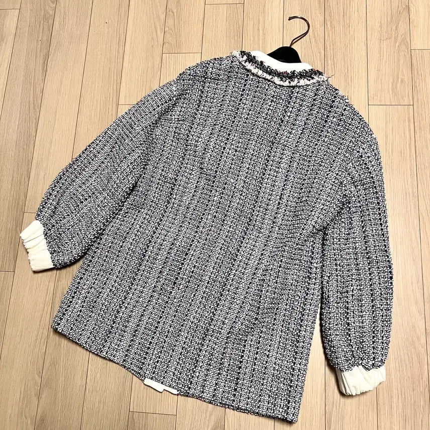 [BUNJANG] LANVIN Tweed Jacket Cardigan / 한섬 랑방컬렉션 LANVIN 135만 트위드 자켓 가디건노카라라운드넥퍼프