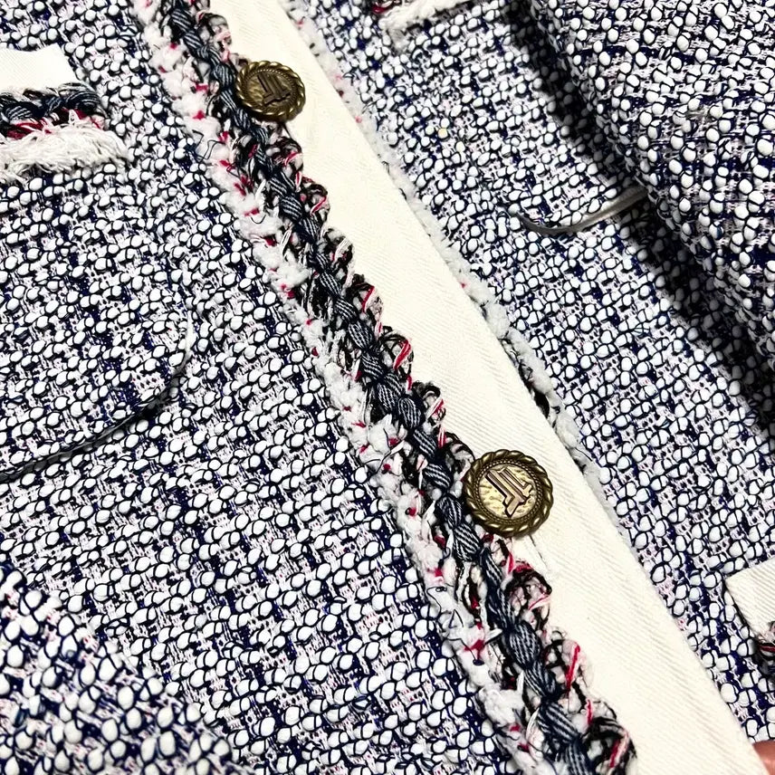 [BUNJANG] LANVIN Tweed Jacket Cardigan / 한섬 랑방컬렉션 LANVIN 135만 트위드 자켓 가디건노카라라운드넥퍼프