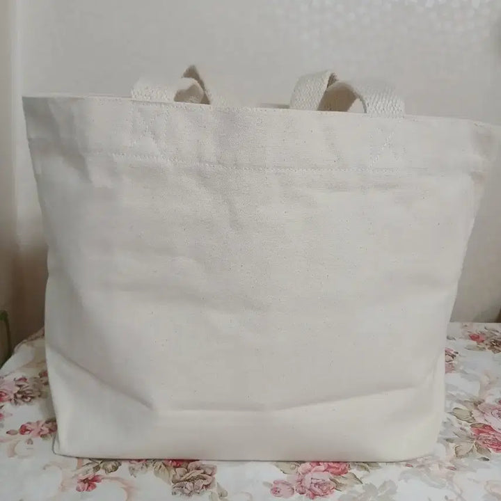 [BUNJANG] Ivory Pocket Canvas Tote Bag / 아이보리색 포켓 캔버스 토트백