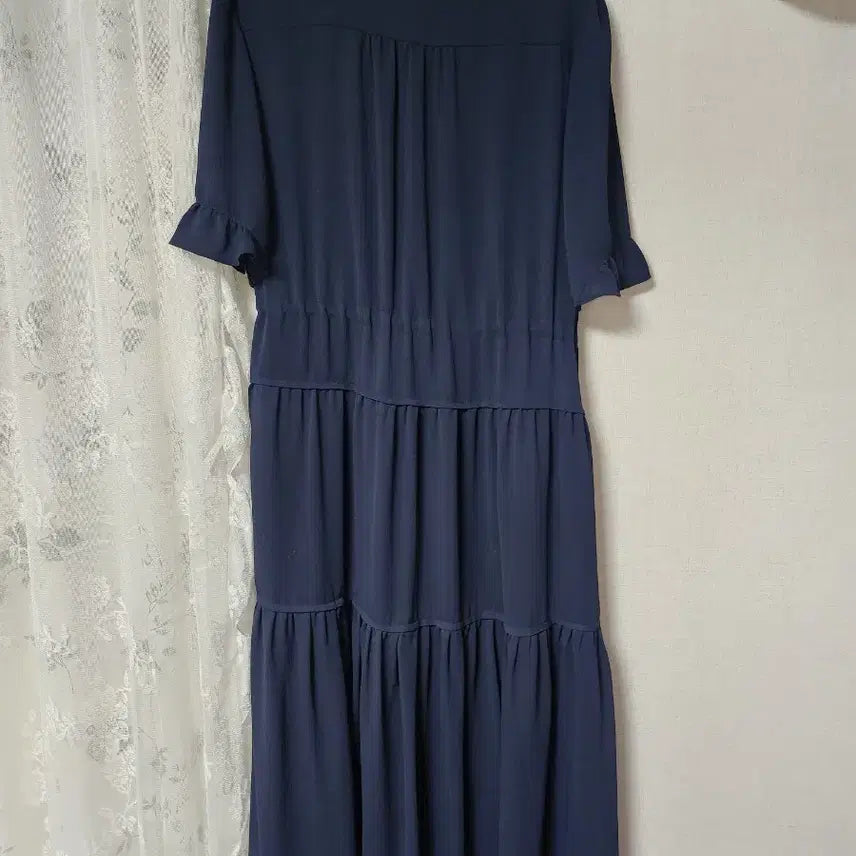 [BUNJANG] Navy Chiffon Long Dress / si네이비색 쉬폰 롱 원피스 FREE