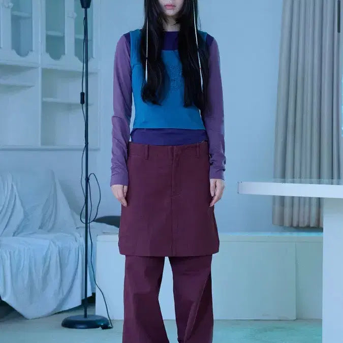 [BUNJANG] Nice Ghost Club Layered Skirt Chino Pants / 나이스고스트클럽 레이어드 스커트 치노 팬츠 치마바지