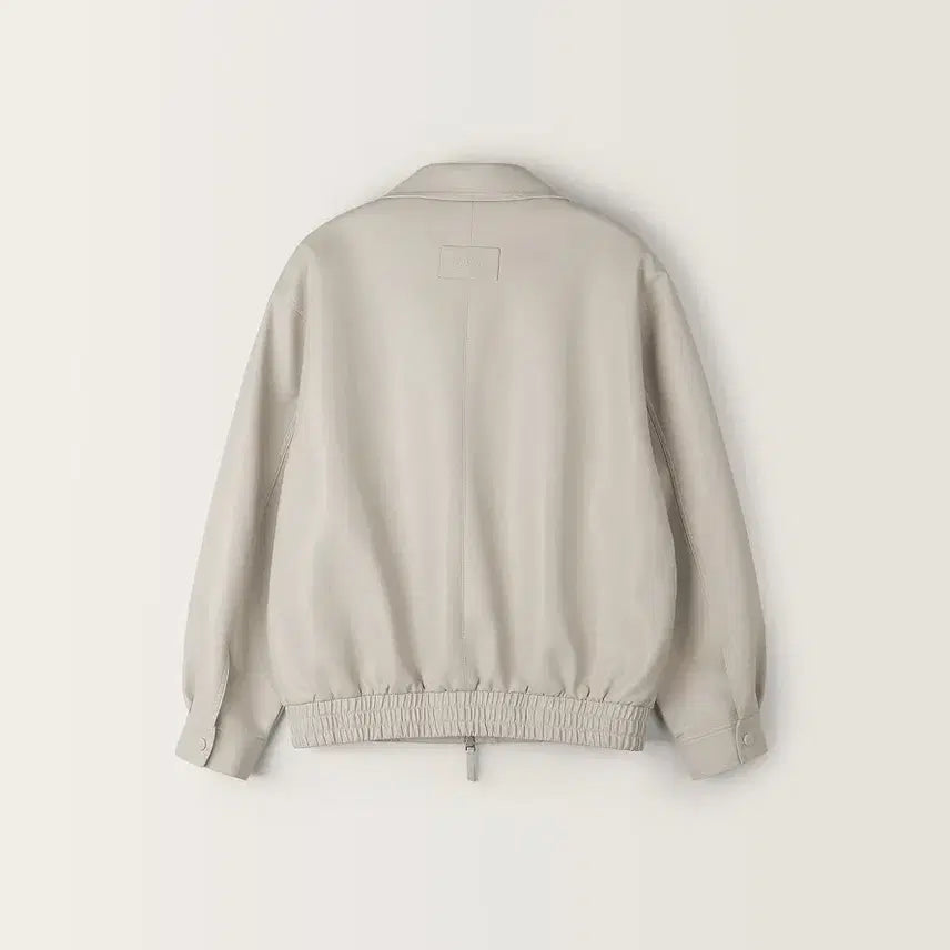 [BUNJANG] Toave High Neck Leather Jacket (Greige) / 토아베 하이 레더 자켓(그레이지)