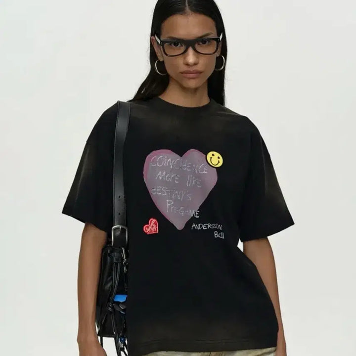 [BUNJANG] Andersson Bell Washed Heart T-shirt L / 앤더슨벨 워싱 하트 반팔티셔츠 L (UNISEX SPRAY WASHED)