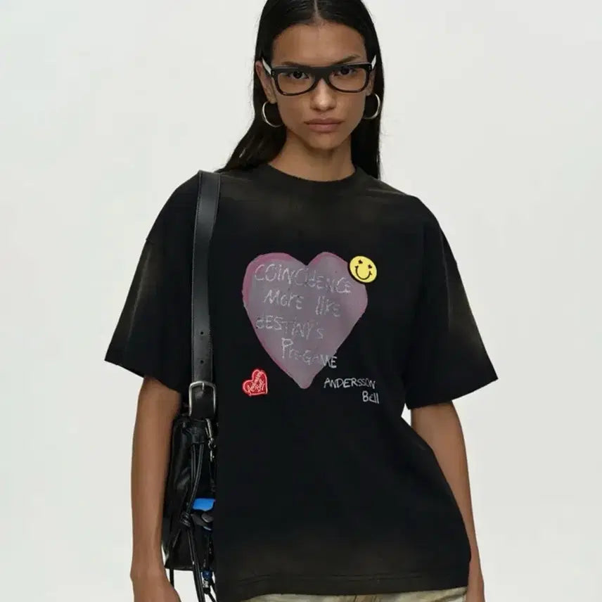 [BUNJANG] Andersson Bell Washed Heart T-shirt L / 앤더슨벨 워싱 하트 반팔티셔츠 L (UNISEX SPRAY WASHED)