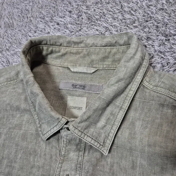 [BUNJANG] Kolon Series Linen Shirt (Men) - Light Khaki / 코오롱 series 남성 린넨 셔츠 100