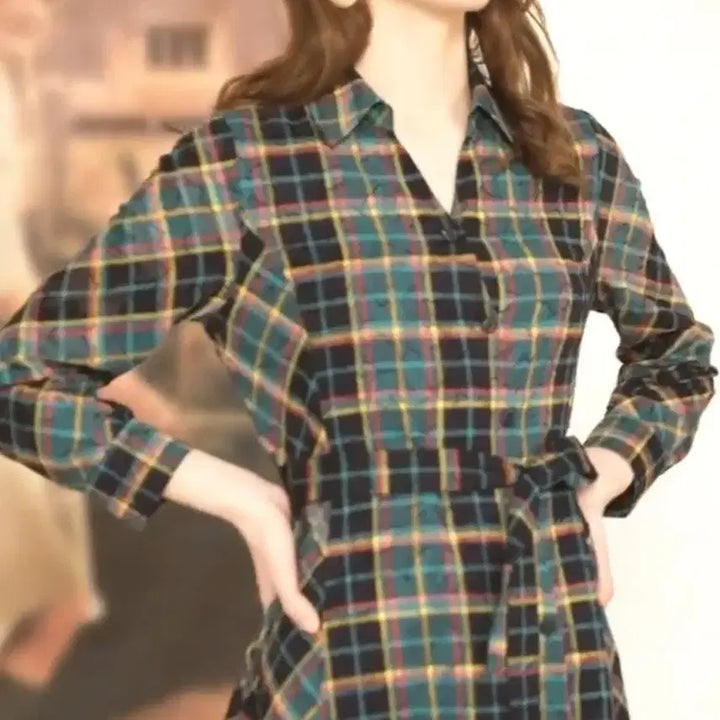 [BUNJANG] Keith Check Long Shirt Dress / KEITH 키이스 SS 체크 롱 셔츠 원피스