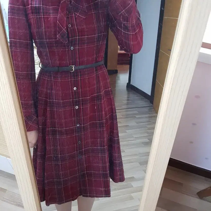 [BUNJANG] BCBG Red Tartan Check Dress / BCBG 비씨비지 레드 타탄 체크 원피스