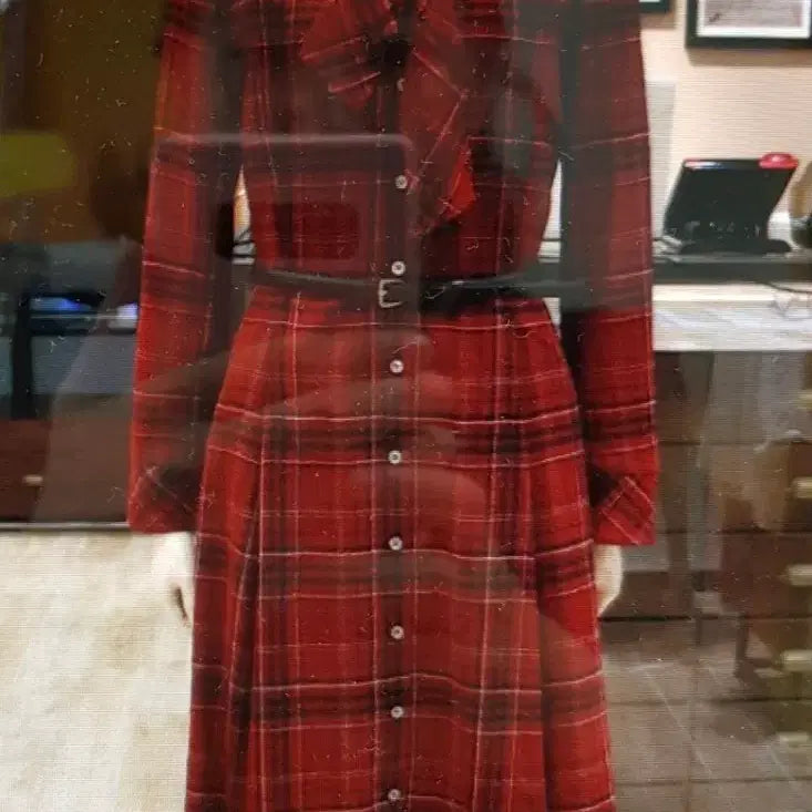 [BUNJANG] BCBG Red Tartan Check Dress / BCBG 비씨비지 레드 타탄 체크 원피스