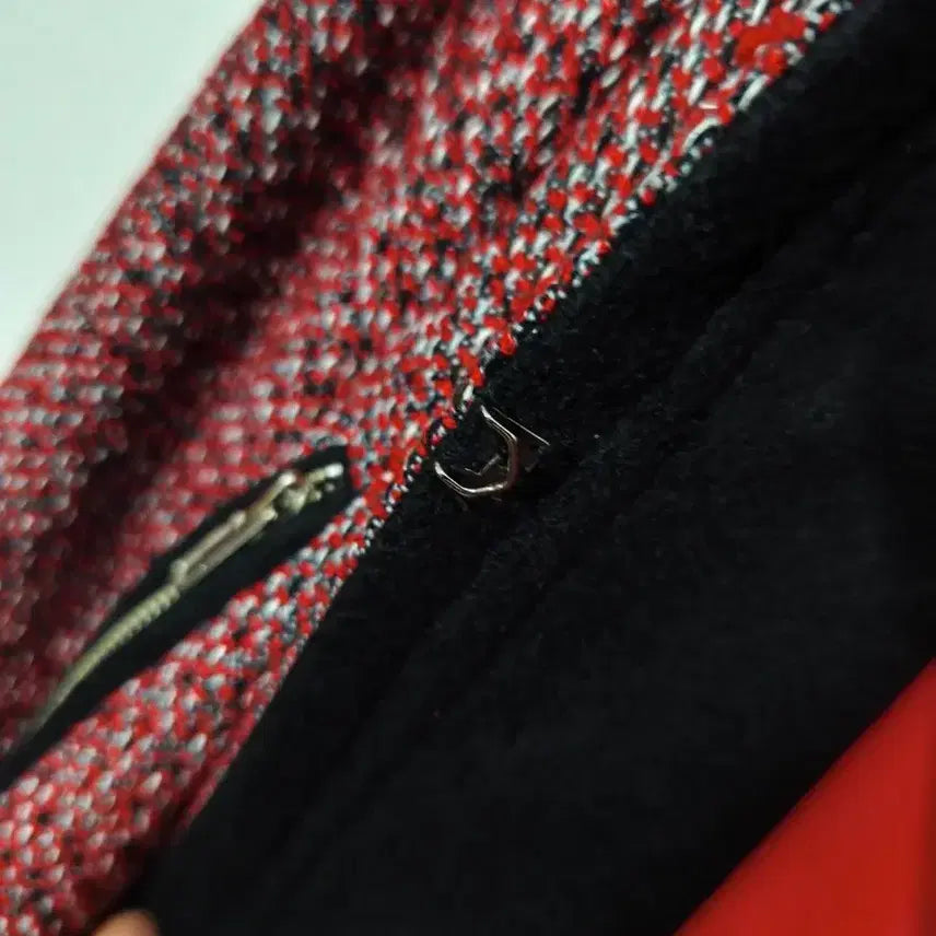 [BUNJANG] Sense Girl Red Tweed Wool Long Jacket / 새제품!센스걸 레드 트위드 울롱자켓