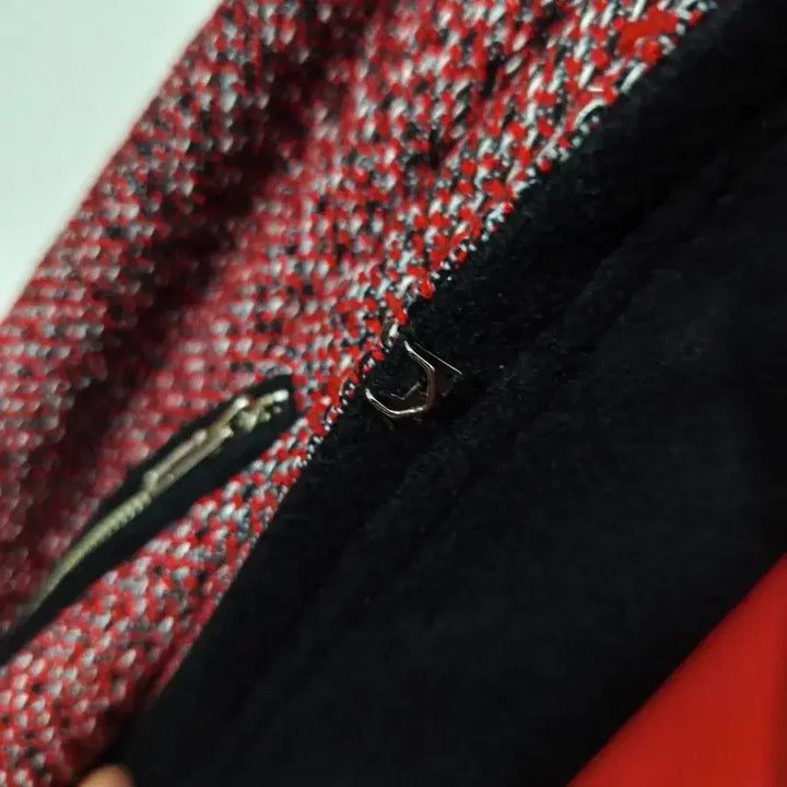 [BUNJANG] Sense Girl Red Tweed Wool Long Jacket / 새제품!센스걸 레드 트위드 울롱자켓