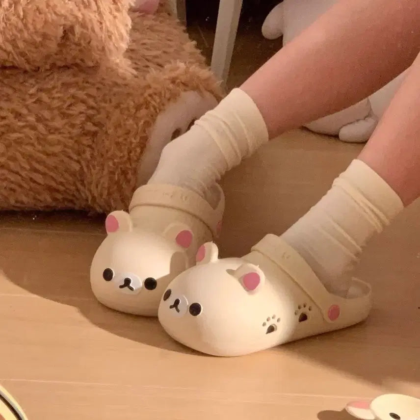 [BUNJANG] Rilakkuma Slippers Ivory/Brown / 리락쿠마 슬리퍼 아이보리/브라운