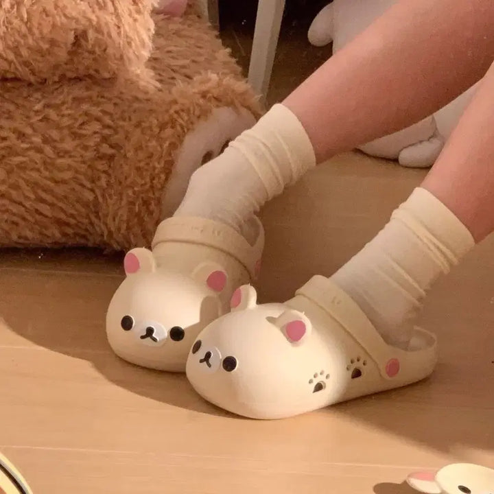 [BUNJANG] Rilakkuma Slippers Ivory/Brown / 리락쿠마 슬리퍼 아이보리/브라운