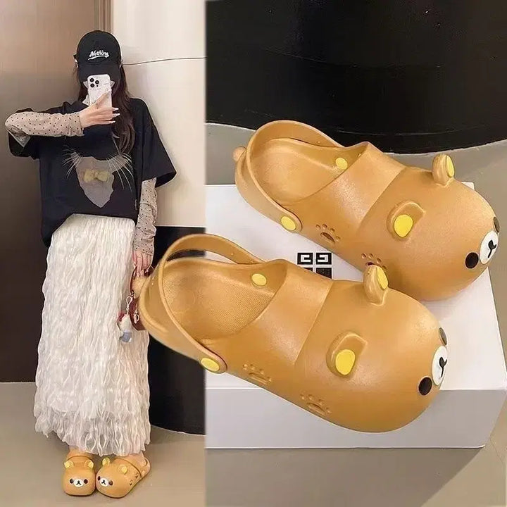 [BUNJANG] Rilakkuma Slippers Ivory/Brown / 리락쿠마 슬리퍼 아이보리/브라운