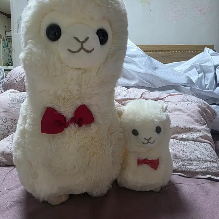 [BUNJANG] Alpaca Plush Doll Set (Large/Small) / 알파카 인형 세트 화이트 (대/소)