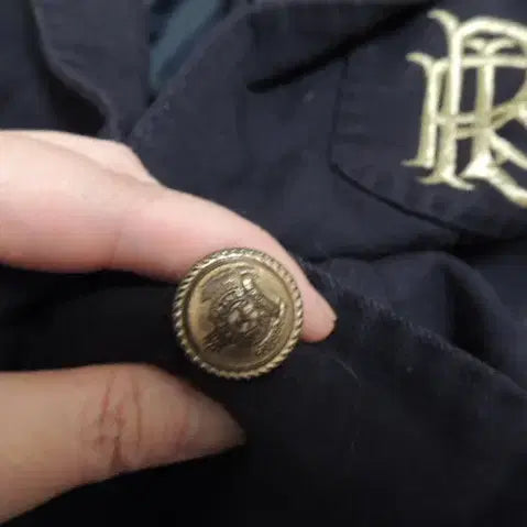 [BUNJANG] Embroidered Gold Navy Jacket / 골드자수 장식 멋진 피트한 곤색 쟈켓 / 반품 43cm