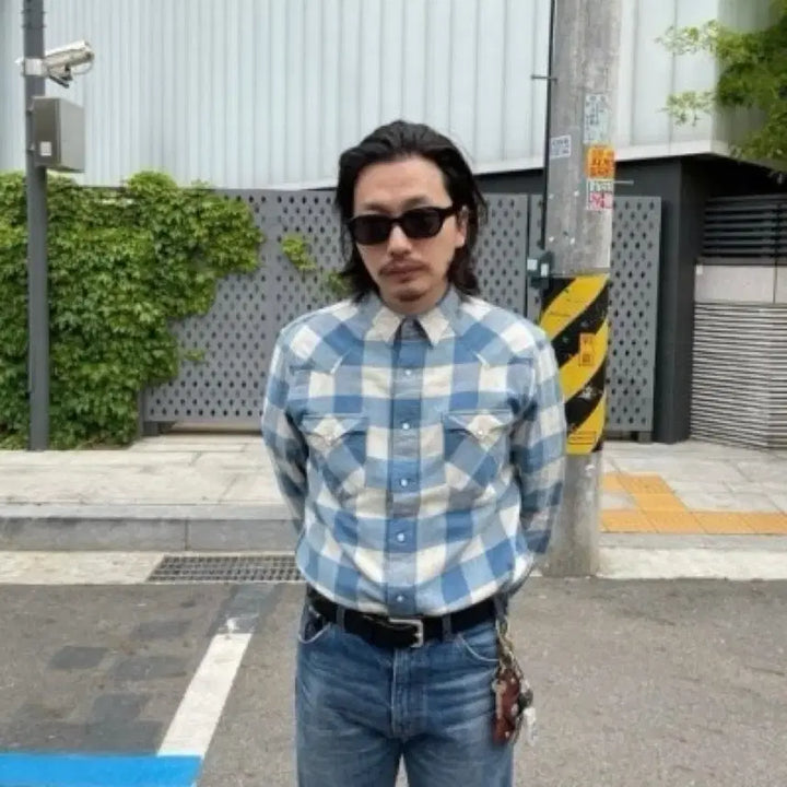 [BUNJANG] [RRL]더블알엘 플레이드 버팔로 웨스턴 블루 플란넬 셔츠 M(100 / [RRL]더블알엘 플레이드 버팔로 웨스턴 블루 플란넬 셔츠 M(100