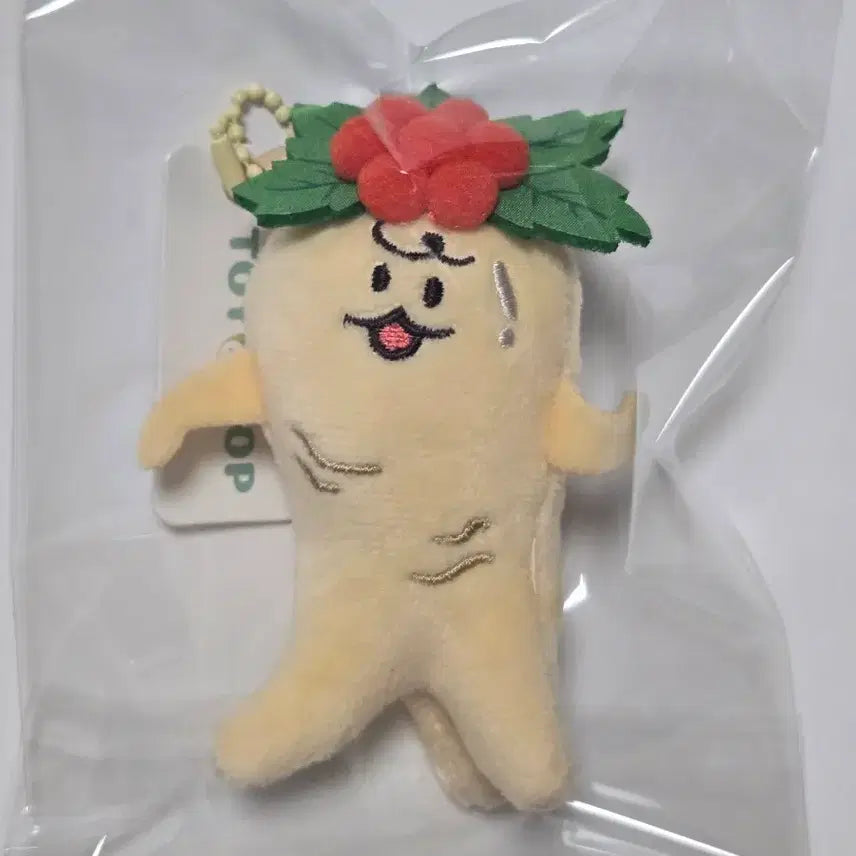 [BUNJANG] Unspecified Ginseng Squeaky Keyring Plush Doll / [새상품] 누르면 삑 소리나는 인삼 키링 인형