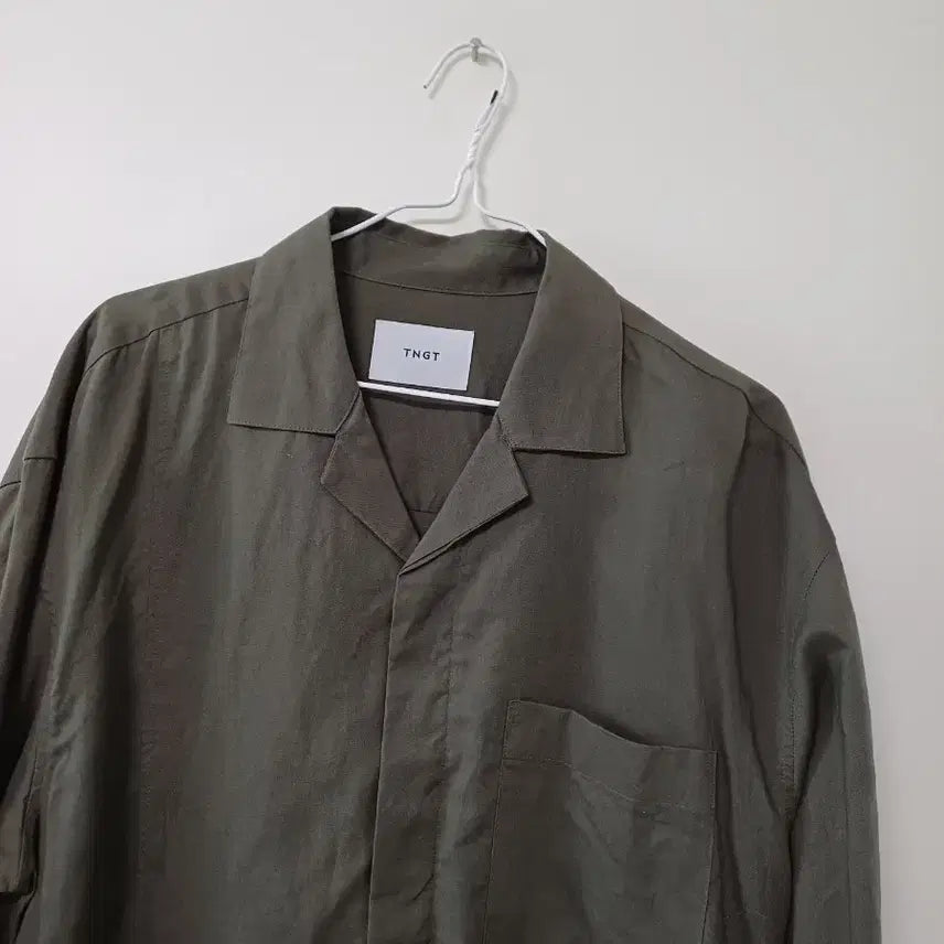 [BUNJANG] TNGT Linen Open Collar Shirt (105) / 남성 TNGT 오픈카라 린넨셔츠 (새상품.105)