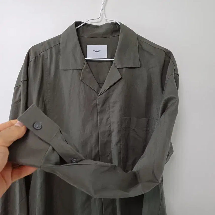 [BUNJANG] TNGT Linen Open Collar Shirt (105) / 남성 TNGT 오픈카라 린넨셔츠 (새상품.105)
