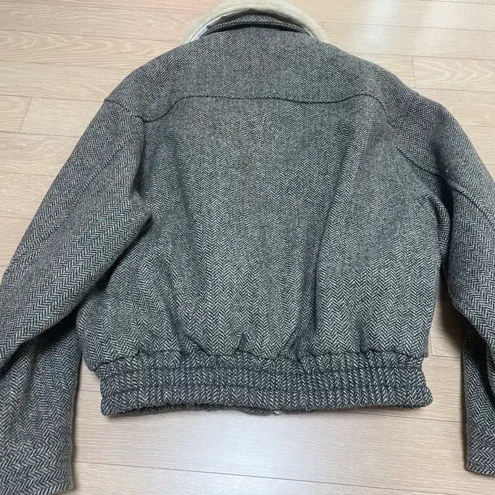 [BUNJANG] Anderson Herringbone Blue Blouson Wool Jacket / 언더슨 헤링본 블루종 퍼카라 누빔 울자켓