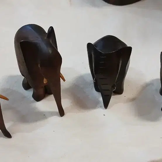 [BUNJANG] African Elephant Sculpture Bundle Set / 아프리카 코끼리 2쌍, 얼굴형상 1쌍 조각상 일괄