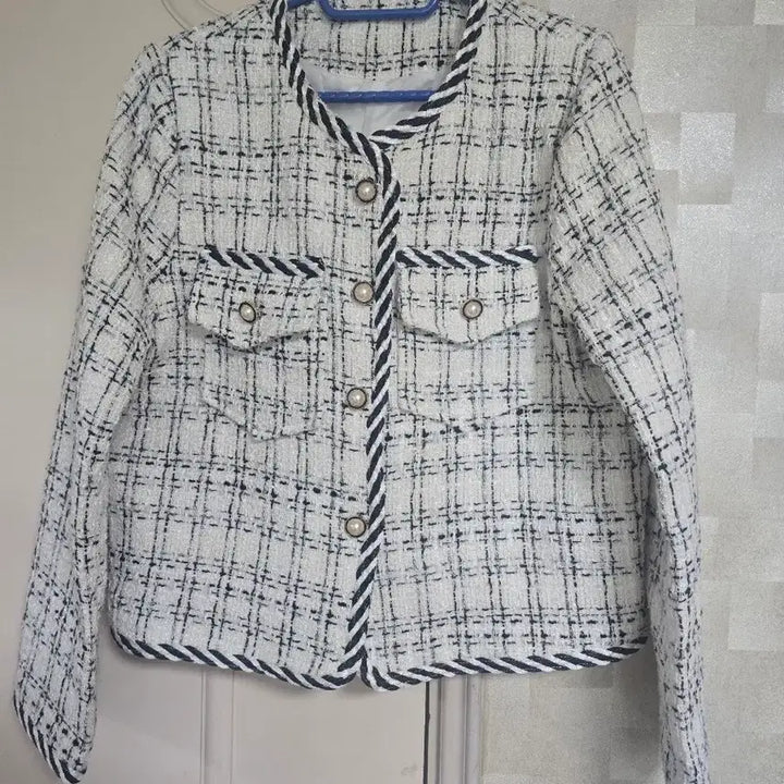 [BUNJANG] Tweed Jacket Black and White / 트위드 자켓 화이트 블랙 배색
