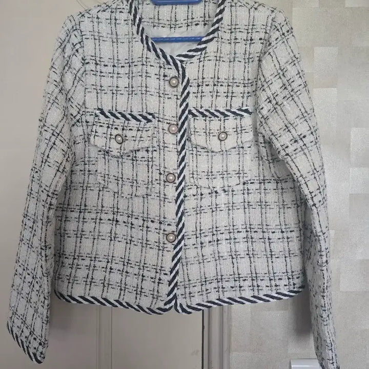 [BUNJANG] Tweed Jacket Black and White / 트위드 자켓 화이트 블랙 배색