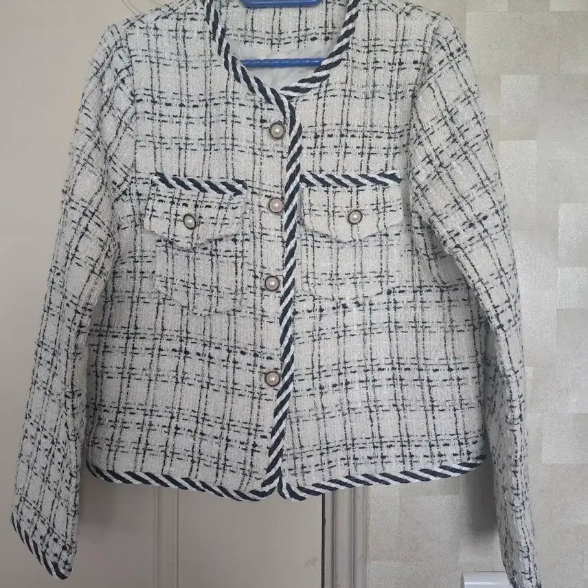[BUNJANG] Tweed Jacket Black and White / 트위드 자켓 화이트 블랙 배색