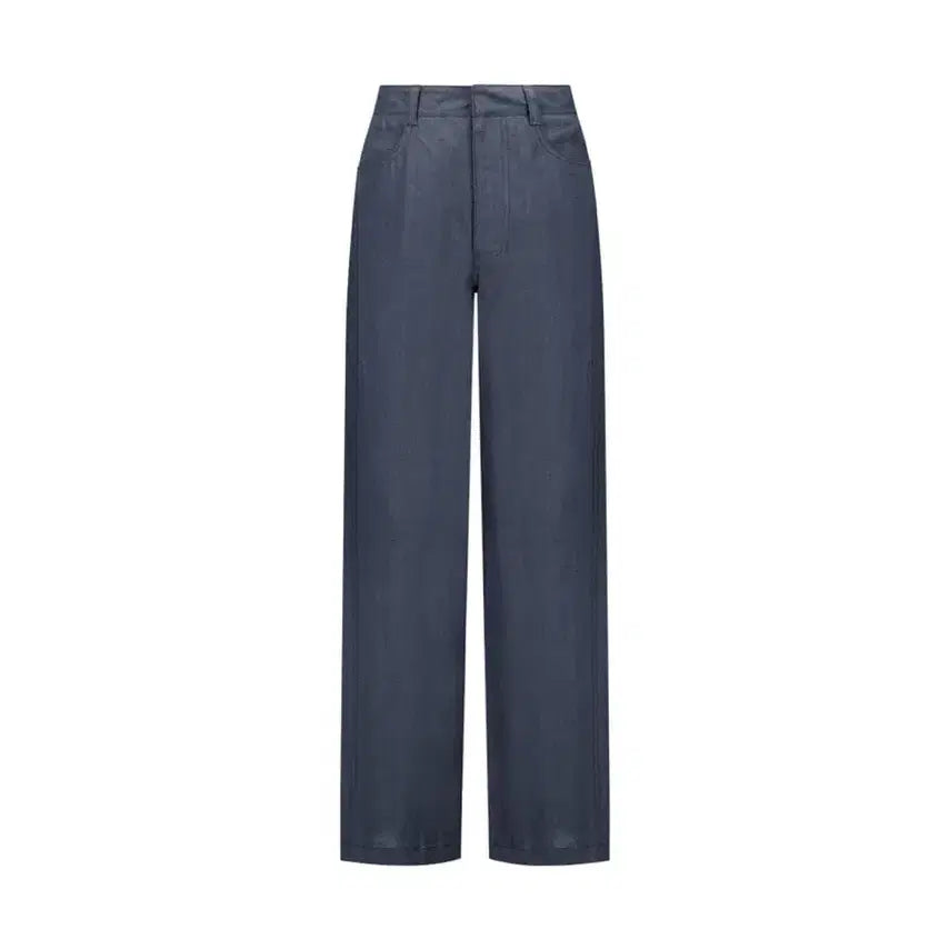 [BUNJANG] AMOMENTO Linen Straight Pants Blue L / 아모멘토 린넨 스트레이트 팬츠 블루 L